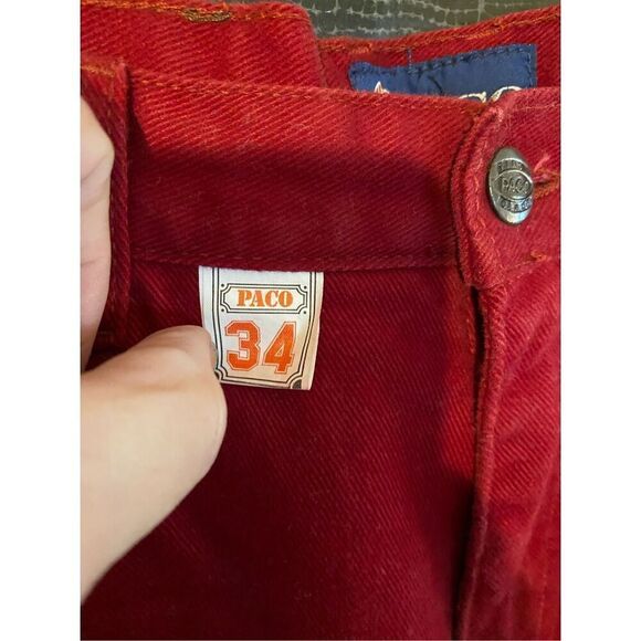 Paco men’s NOS 90s red limited edition hip-hop street wear jeans waist 34 inch - Picture 8 of 9